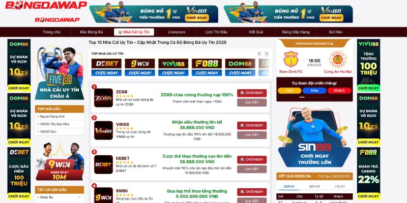 Bongdawap giới thiệu top Nhà cái uy tín